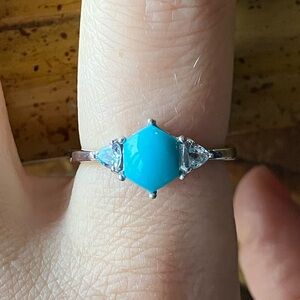 Sleeping Beauty Turquoise Blue Topaz Sterling Silver Ring Size 7.75